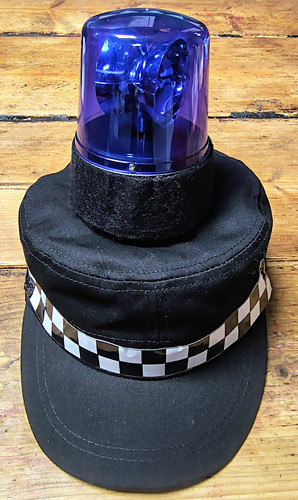Police black cap blue rotating - police,