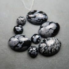 Snowflake Obsidian cabochons for jewellery making | Oval and Round Obsidian cabs