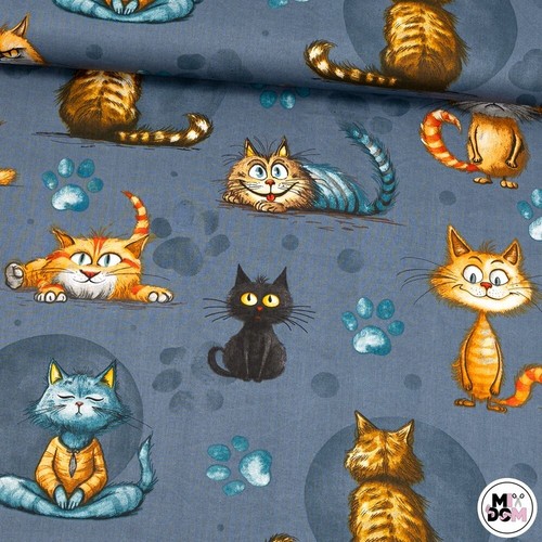 100 cotton fabric - , cats