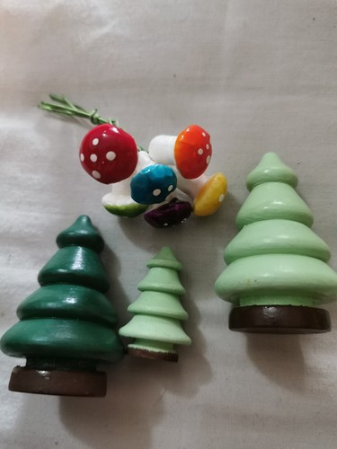 Painted wooden trees - (3, trees)