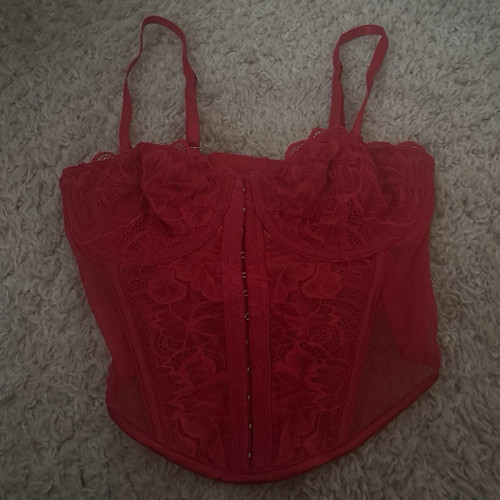 Primark red lace corset - lace,