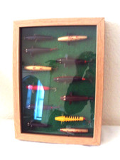 FRAMED AND GLAZED SALMON AND TROUT FISHING LURES CIRCA 1970s DEVON'S