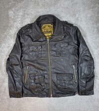 Men’s Superdry Leather Jacket Size L Black Great Condition
