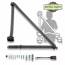 Classic Car Inertia Seat Belt Front 4 Fixing Points 30cm Buckle Grey R530P