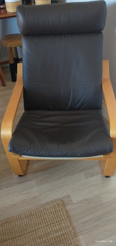 Ikea poang brown leather - leather, birch