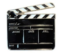 Film TV Director Clapper Board Video Production Clapboard Metal Enamel Badge NEW