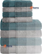 Komfortec Set of 8 Hand Towels 100% Cotton, 4 Bath Towels 70 x 140 cm