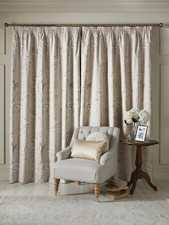 Laura Ashley Natural Rowsham Garden Blackout Headertape Curtains