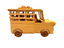 Vintage Handmade Wooden Travel Service Africa Safari Vehicle Model 7 Inches Long