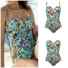 Naturana Strapless Swimming Costume 32B Swimsuit Multiway Underwired Padded Blue