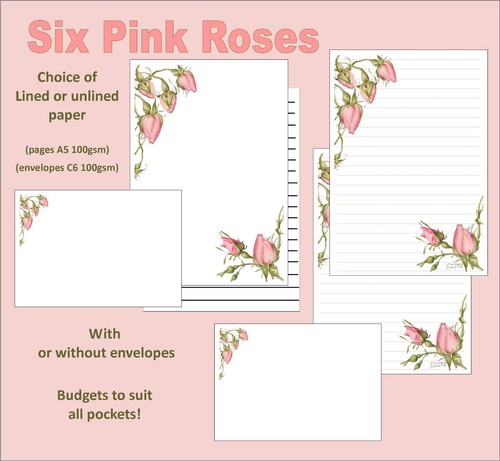 Six pink roses - "six, letter
