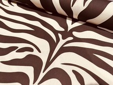 XL Zebra Print Fabric Animal Stripes Cotton Curtain - 140cm Wide - Brown & Cream