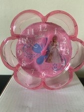 Vintage Barbie Rapunzel Alarm Clock~2002~Analog~Pink~Flower~Gift~RARE~NEW IN BOX