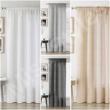 RHODES LINEN LOOK TEXTURED VOILE SLOT TOP CURTAIN PANEL 4 COLOURS 4 DROPS