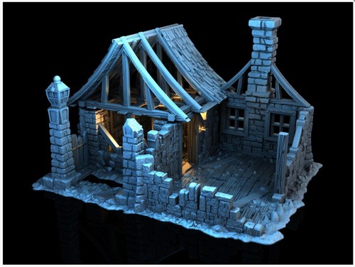 Ruined house 28mm dnd terrain - ruined,