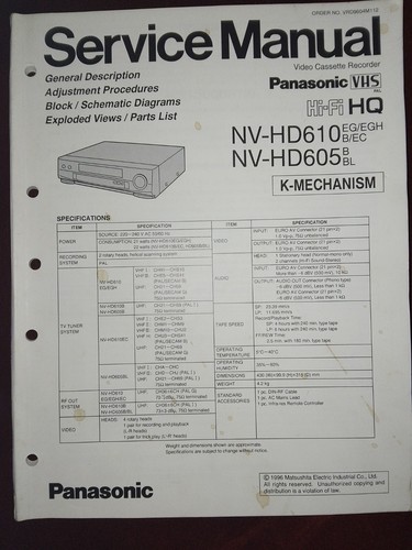 Panasonic hd610 hd605 - panasonic, nv-hd610