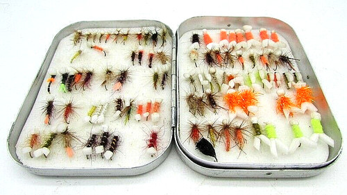 Vintage tin trout fishing - tin,