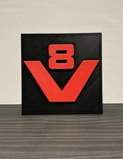 Scania V8 Badge - Old Style Grille Badge - Black and Red