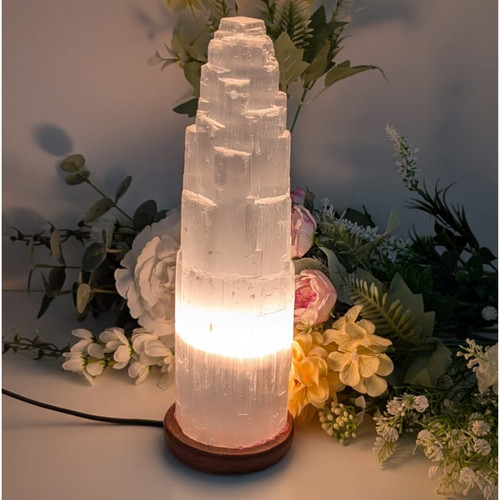 Selenite tower crystal lamp - tower,