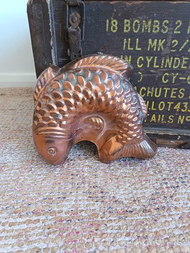 Vintage copper fish jelly pie - fish,