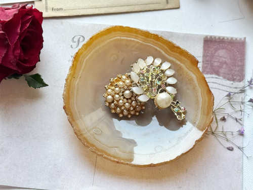 Vintage agate slice dish - vintage,