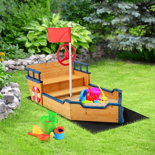 Wooden sandbox pirate ship - sandbox,