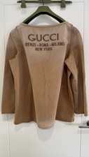 Gucci Beige Men’s Cotton Oversize T-shirt Top Medium IT 48 Top Embroidered