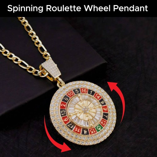 Gold roulette pendant necklace - pendant,