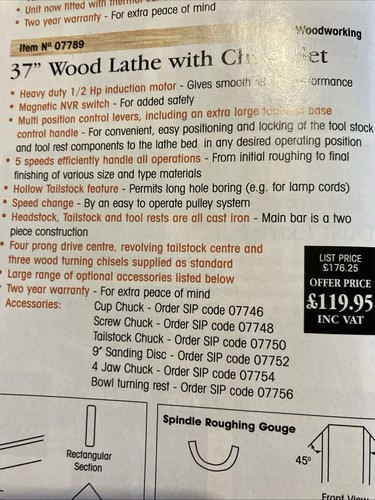 Wood turning lathe - 37”,