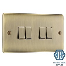 BG Nexus Metal Antique Brass Quad Light Switch NAB44 20 Amp