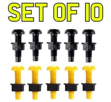 10x Nylon Number Plate Screws & Nuts Fixing Kit Yellow Black Car Van Trailer