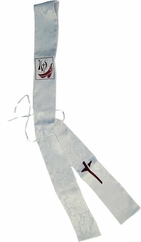 White brocade deacon priest - white, &