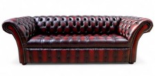 3 Seater Fixed Buttoned Sofa Oxblood RealLeather Chesterfield Belmont Sofa Couch
