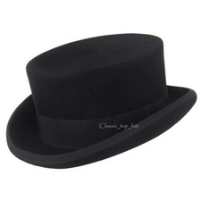 Gents Wedding Derby Event 100% Wool Hand Made Satin Lined Black Felt Top Hat
