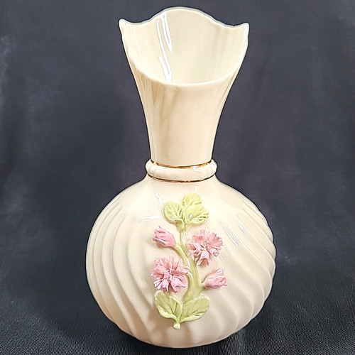 Belleek pottery scroll - pottery, vase