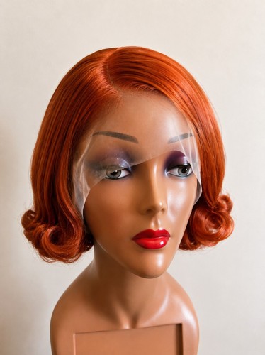 Human hair wig copper red - hair,