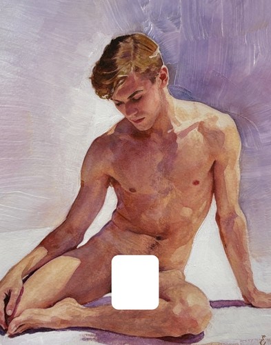 Original watercolor nude male - watercolor,