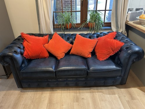 Blue leather chesterfield 3 - chesterfield,