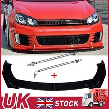 Front Bumper Lip Splitter Spoiler Body Kit + Strut Rods For VW Golf MK6 MK7 GTI