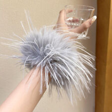 1Pc Fur Ostrich Feather Cuffs Wrist Sleeve Feather Cuff Blazer Slap Bracelets