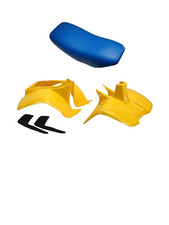 Plastics & Blue Seat For Suzuki LT50 Yellow Front, Rear Fender , Mudflaps