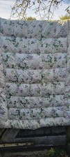 Gorgeous  vintage  Eiderdown  Quilt Pale Lavender Roses on Cream 41x 64 inch 