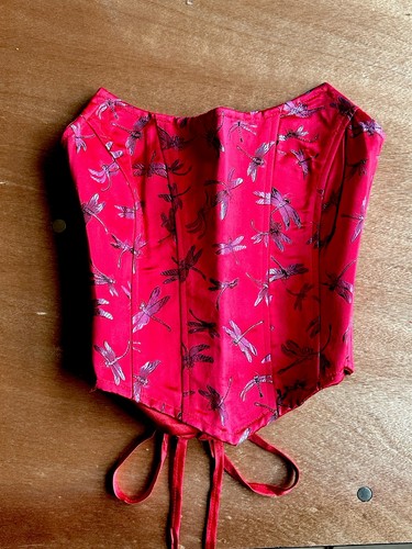 1990 vintage red silk corset - red,