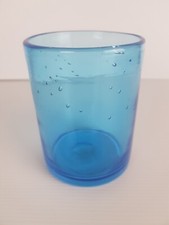 Blue Bubble Hand Blowen  Glass Tumbler Whiskey Soft Drink Coffee Tea Turkey