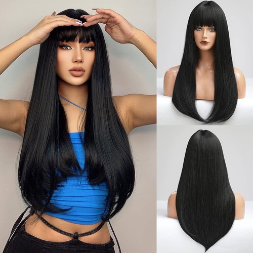 Long straight wig - with, bangs