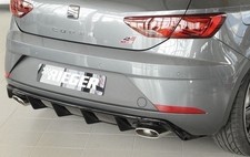 Seat Leon Cupra (01/17-on) RIEGER Rear Bumper Diffuser - Dual Exit - Gloss Black