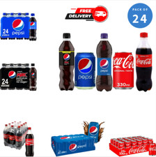 Coca Cola Coke Pepsi Cans and Bottles soft drinks Pack of 24- Fizzy Drinks