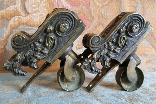 Two metal castors - castors, wheels
