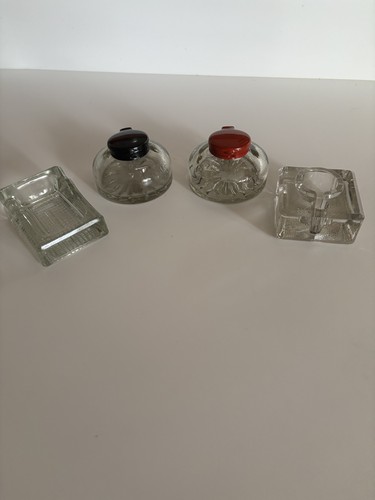 Vintage glass inkwells - ,, pen