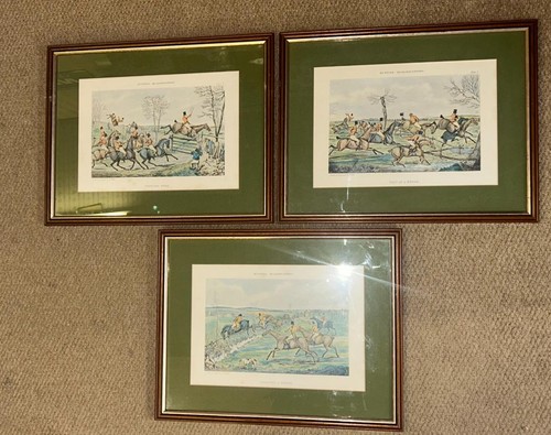 Antique set framed fox - set,